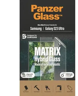 Ochranné fólie pre mobilné telefóny Ochranné sklo PanzerGlass Matrix UWF AB FP wA pre Samsung Galaxy S23 Ultra, čierne 7320