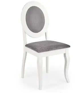 Čalúnené stoličky Stolička Barock drevo/tkanina biela/popol 45x51x93