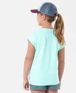 nohavice Detské turistické tričko MH100 7-15 rokov tyrkysové
