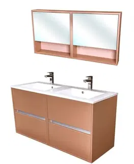 Kúpeľňa Výrobci - Zostava kúpeľňového nábytku CEDERIKA 120, metallic měděný CA.SADA11