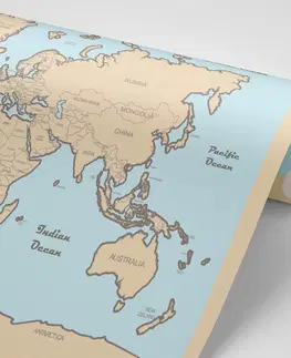 Tapety mapy Tapeta mapa sveta s béžovým okrajom