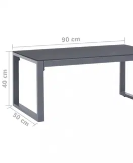 Konferenčné stolíky Konferenčný stolík 90x50 cm sklo / hliník Dekorhome