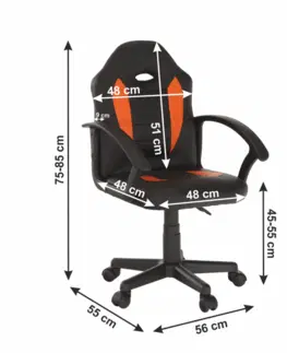 Kancelárske kreslá Kancelárske kreslo, ekokoža čierna/oranžová, MADAN NEW