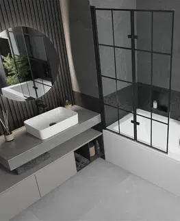 Sprchové dvere MEXEN/S - Cube obdĺžniková vaňa 170 x 80 cm s panelom + vaňová zástena 100 cm, čierna vzor 550517080X9210027077