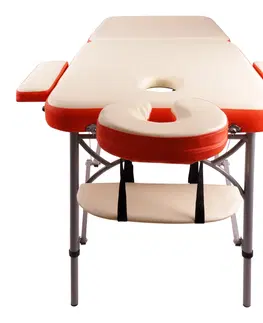 Masážne stoly a stoličky Masážne lehátko inSPORTline Tamati 2-dielne hliníkové krémovo biela