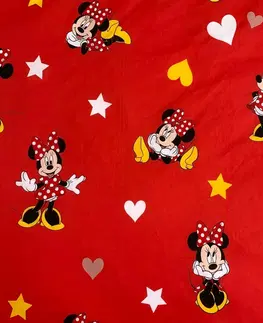 Obliečky Jerry Fabrics Detské bavlnené obliečky Minnie Red heart, 140 x 200 cm, 70 x 90 cm