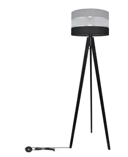 Lampy  Stojacia lampa HELEN 1xE27/60W/230V šedá/čierna/chróm/borovica 