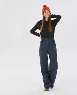 nohavice Dámske lyžiarske nohavice FR500 tmavomodré