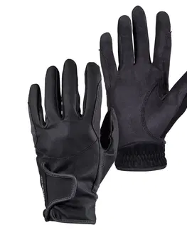 rukavice Detské jazdecké rukavice 500 čierno-sivé