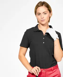 dresy Dámska golfová polokošeľa s krátkym rukávom MW500 čierna