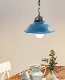 Závesné svietidlá K.S. Verlichting Modrá retro závesná lampa Porto Fino