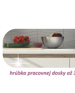 Kuchynské dolné skrinky KONDELA Line White DR L dolná rohová kuchynská skrinka biela / dub sonoma