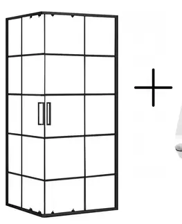Sprchovacie kúty REA/S - Sprchovací kút CONCEPT 80x80 - čierny So sprchovou bielou vaničkou Savoy KPL-K1003