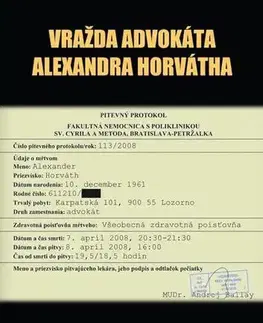 Detektívky, trilery, horory Vražda advokáta Alexandra Horvátha (2. vydanie) - Daniel J. Dančík