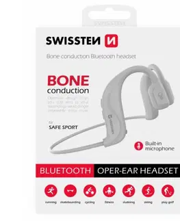 Slúchadlá Swissten Bluetooth Earbuds bone conduction, biele
