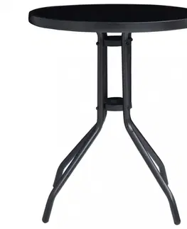 Záhradné jedálenské sety Záhradný bistro set 3 ks Dekorhome Čierna / sivá