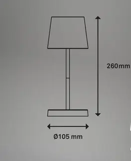 Vonkajšie osvetlenie terasy Briloner Stolná LED lampa Piha s dobíjacou batériou, biela