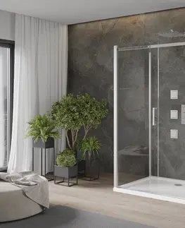 Vane MEXEN/S - OMEGA sprchovací kút 3-stenný 140x100 cm, transparent, chróm + vanička vrátane sifónu 825-140-100-01-00-3s-4010