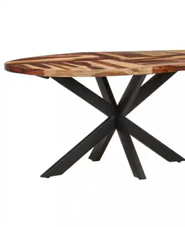 Jedálenské stoly Jedálenský stôl akácie / čierna Dekorhome 140x80x75 cm