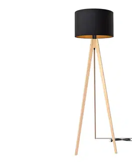 Lampy  Stojacia lampa ALBA 1xE27/60W/230V čierna/zlatá/borovica 