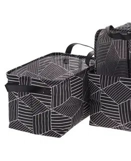 Úložné boxy KONDELA Yara látkové košíky (3 ks) čierna / vzor