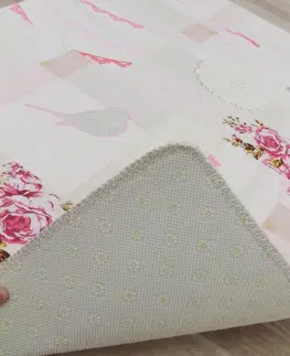Koberce a koberčeky KONDELA Adeline koberec 80x200 cm kombinácia farieb / vzor romantic
