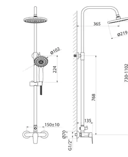 Sprchy a sprchové panely AQUALINE - LOTTA sprchový stĺp s pákovou batériou, chróm LT690