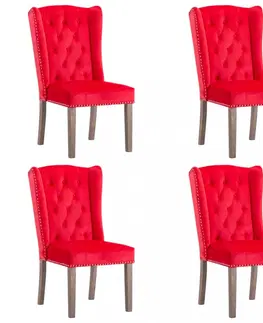 Jedálenské stoličky a kreslá Jedálenská stolička 4 ks zamat / kaučukovník Dekorhome Svetlozelená