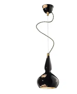 Závesné svietidlá Ferroluce Vintage závesná lampa Ginevra v čiernej