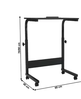 Písacie stoly PC stôl s kolieskami, čierna, WESTA