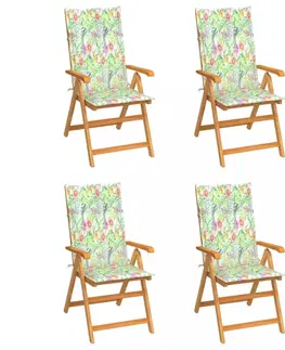 Zahradné stoličky Skladacia záhradná stolička 4 ks s poduškami Dekorhome Krémová