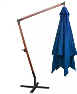 Slnečníky Závesný slnečník s drevenou tyčou Ø 300 cm Dekorhome Sivohnedá taupe