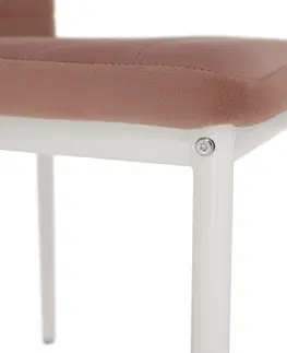 Jedálenské stoličky KONDELA Coleta Nova jedálenská stolička ružová (Velvet) / biela