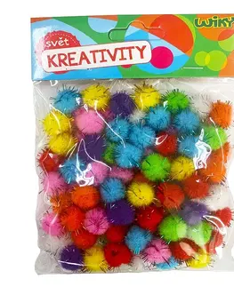 Kreatívne a výtvarné hračky WIKY - Pom Pom guličky s glitrom 80ks/1,5cm