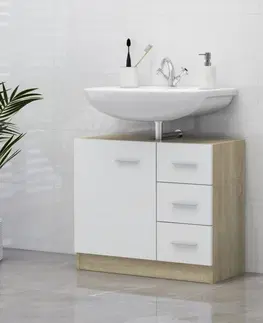Kúpeľňové skrinky Skrinka pod umývadlo DTD Dekorhome Biela lesk