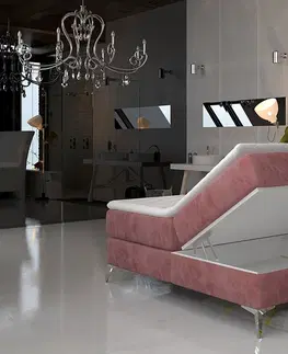 Postele NABBI Amika 140 čalúnená manželská posteľ s úložným priestorom ružová (Omega 91)