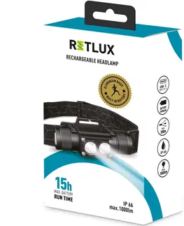 Svetlá a baterky Retlux RPL 707 Outdoor nabíjací LED CREE XM-L2 čelovka, dosvit 220 m, výdrž 15 hodín
