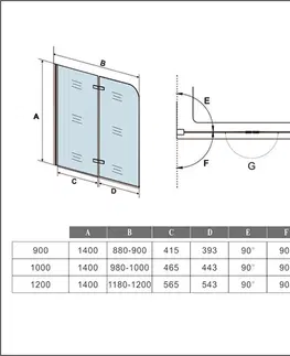 Sprchové dvere H K - Vaňová zástena S22 120x140cm - dvojdielna sklopná, číre sklo SE-S22-120