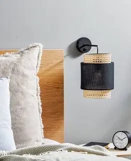 Nástenné svietidlá TK Lighting Nástenné svietidlo Boho, čierna/ratan