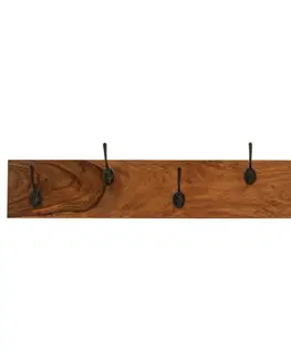Vešiaky na stenu Vešiak Rami s 5 háčikmi 90x25x2,5 indický masív palisander