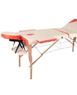 Masážne stoly a stoličky Masážne lehátko inSPORTline Japane 3-dielne drevené bielo-oranžová