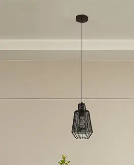 Závesné svietidlá Lucande Lucande Tinko klietková závesná lampa čierna 20 cm