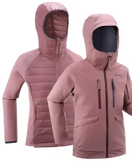 bundy a vesty Detská lyžiarska bunda 3v1 900 nepremokavá ružová