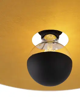 Stropne svietidla Stropné svietidlo čierne ploché tienidlo žlté 45 cm - Combi