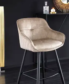 Barové stoličky LuxD Dizajnová barová stolička Natasha šampanský zamat