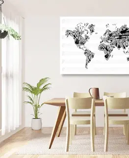 Obrazy mapy Obraz hudobná mapa sveta v inverznej podobe
