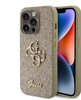 Puzdrá na mobilné telefóny Guess PU Fixed Glitter 4G Metal Logo Zadný Kryt pre iPhone 15 Pro, gold 57983116648