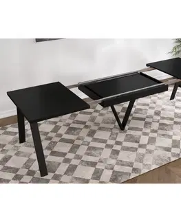 Jedálenské stoly Jedálenský rozkladací stôl, 140-290x90 cm, matná čierna/čierna, AVENY
