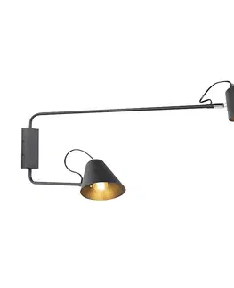 Nastenne lampy Inteligentné nástenné svietidlo čierne 2-svetlo nastaviteľné vrátane Wifi A60 - Lune