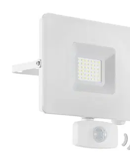 Vonkajšie nástenné svietidlá so senzorom EGLO LED reflektor vonkajší Faedo 3, snímač, biely, 30W